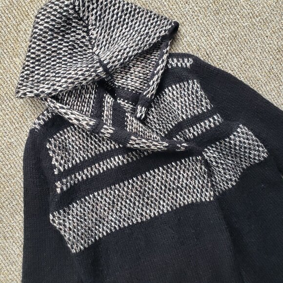 Kial Hooded Open Front Assymetric Sweater Women's Small Black Gray - Picture 1 of 8